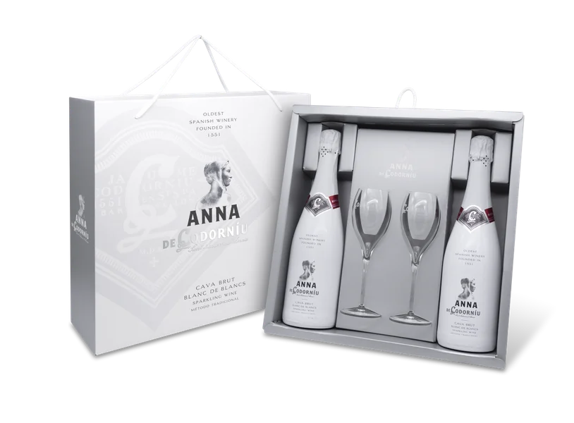 Anna de Codorníu Cava Blanc de Blancs brut in geschenkverpakking met 2 glazen - Anna de Codorníu