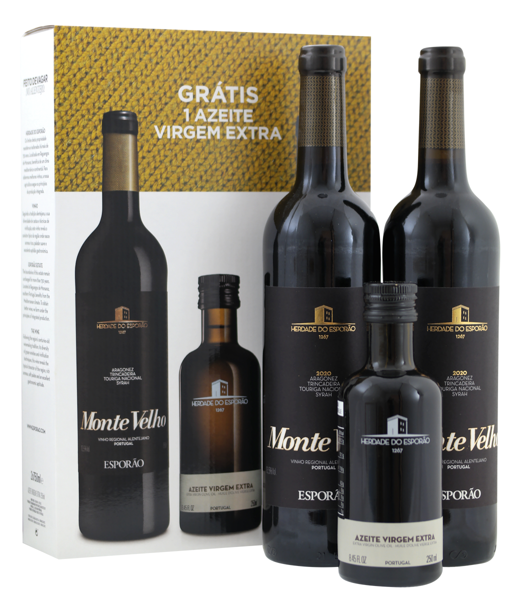 Esporão 2x Monte Velho tinto & 1x Olijfolie Extra Virgem in geschenkverpakking - Esporão